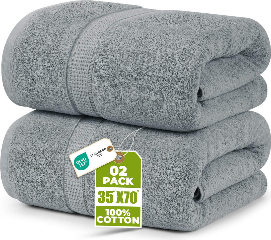 Utopia Towels - 2er Badetücher Gross aus Baumwolle mit Aufhänger, Saunatücher,Badehandtücher Gross,