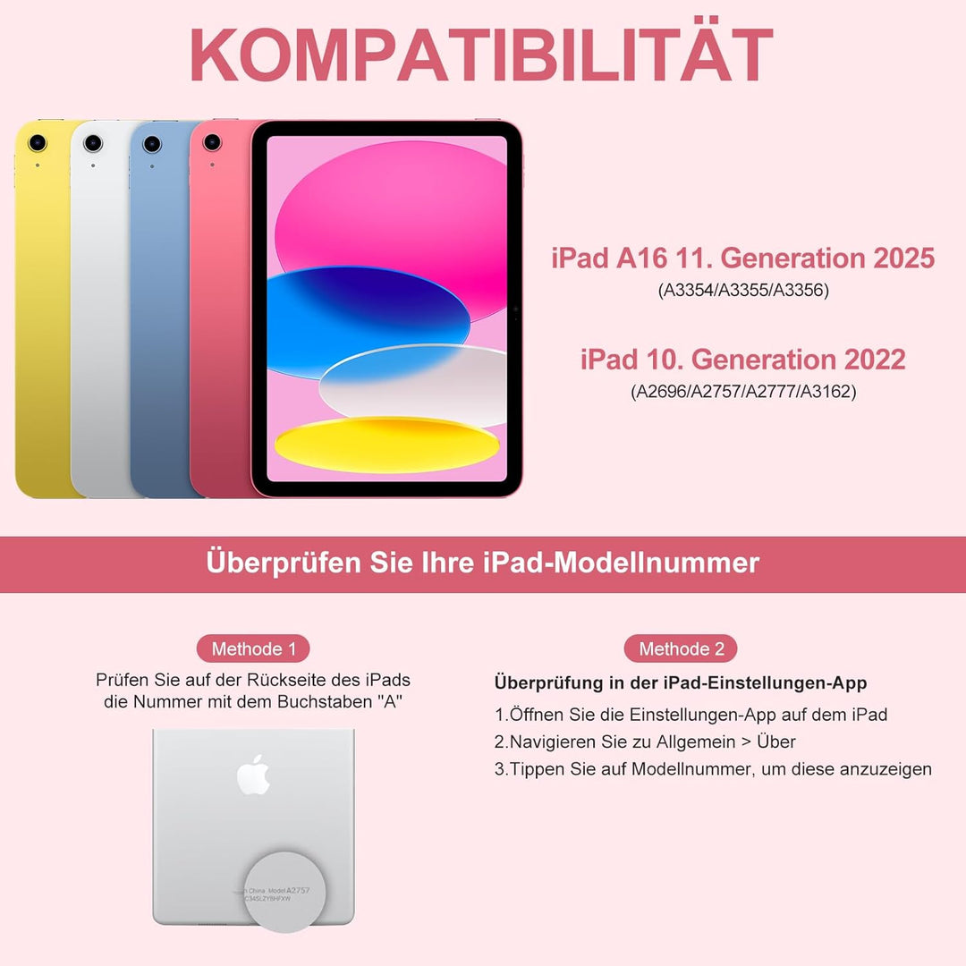 MMK Tastatur Hülle für iPad 10 Generation 10,9 Zoll 2022, 7 Farben Beleuchtung & Multi Touch Trackpa