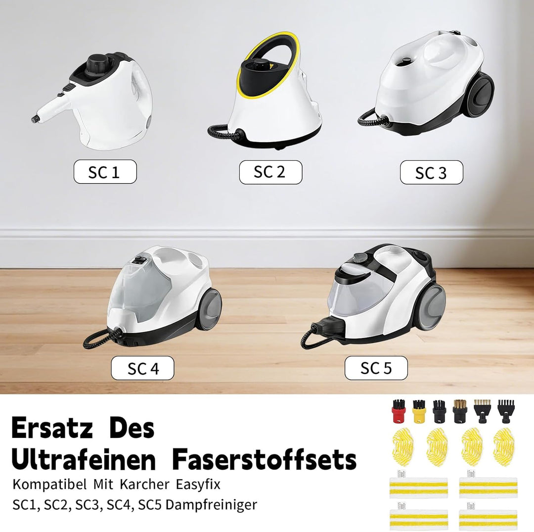 14 Stück Ersatzpads Set Kompatibel für Kärcher Dampfreiniger Zubehör EasyFix SC 1, SC 2, SC 3, SC 4,