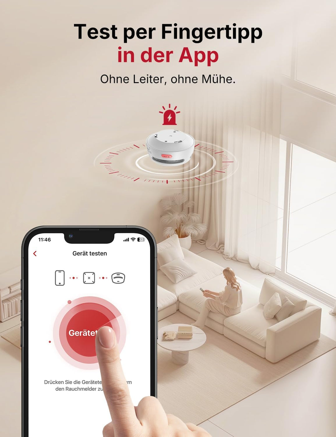 X-Sense Smarter Rauchmelder XS01-M, WLAN-Rauchmelder, kompatibel mit der X-Sense Home Security App u