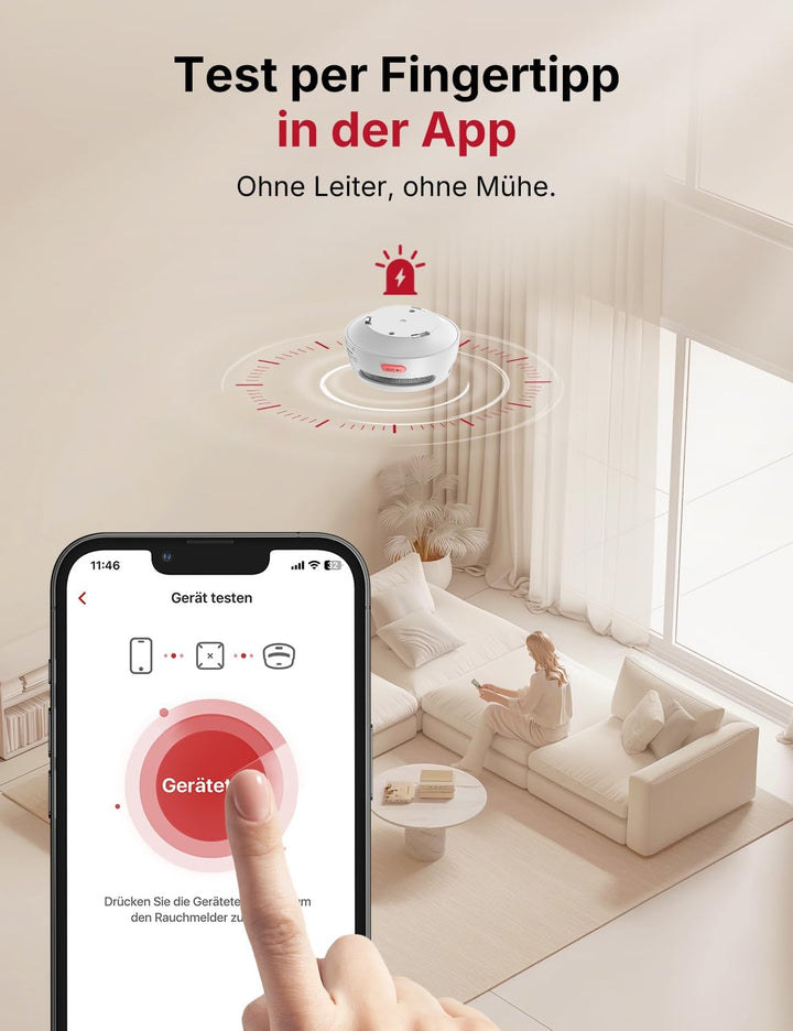 X-Sense Smarter Rauchmelder XS01-M, WLAN-Rauchmelder, kompatibel mit der X-Sense Home Security App u