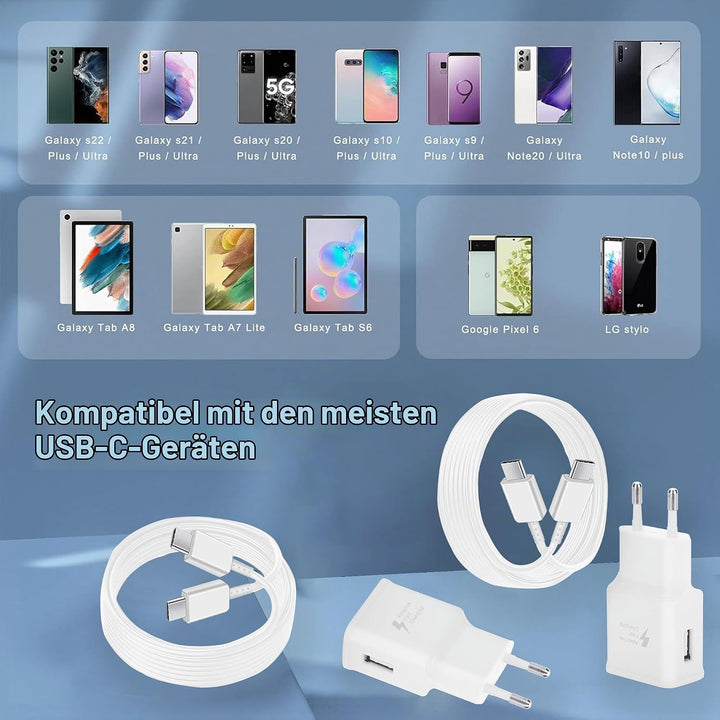3er Pack USB Ladegerät mit Ladekabel Original USB Typ-C für Samsung Galaxy A15 A14 A13 A04S A71 A55