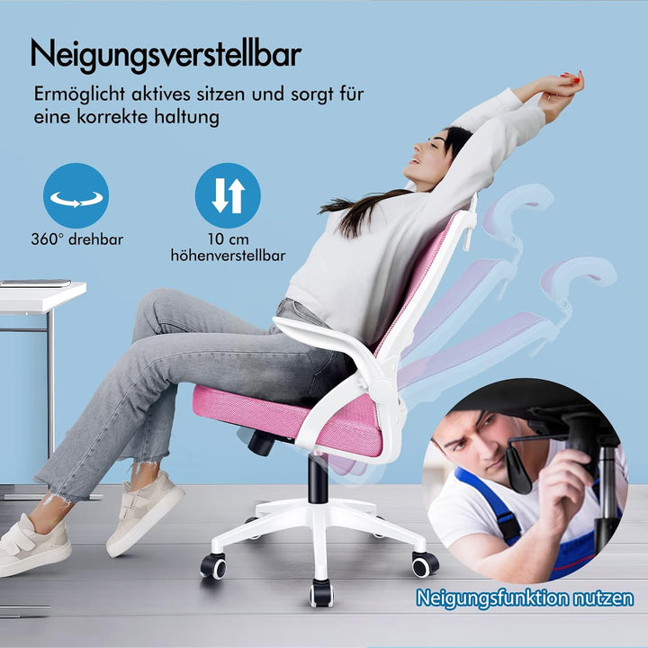ALFORDSON Bürostuhl, Sessel mit Kopfstütze, Computer-Schreibtischstuhl mit Lordosenstütze, Drehstuhl