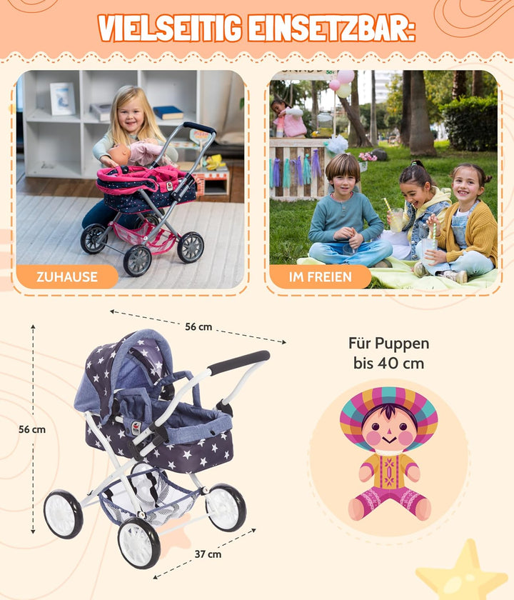 Bayer Chic 2000 - Puppenwagen Smarty, Kleiner Kinderpuppenwagen für Kinder ab 2 Jahren, Spielzeugkin