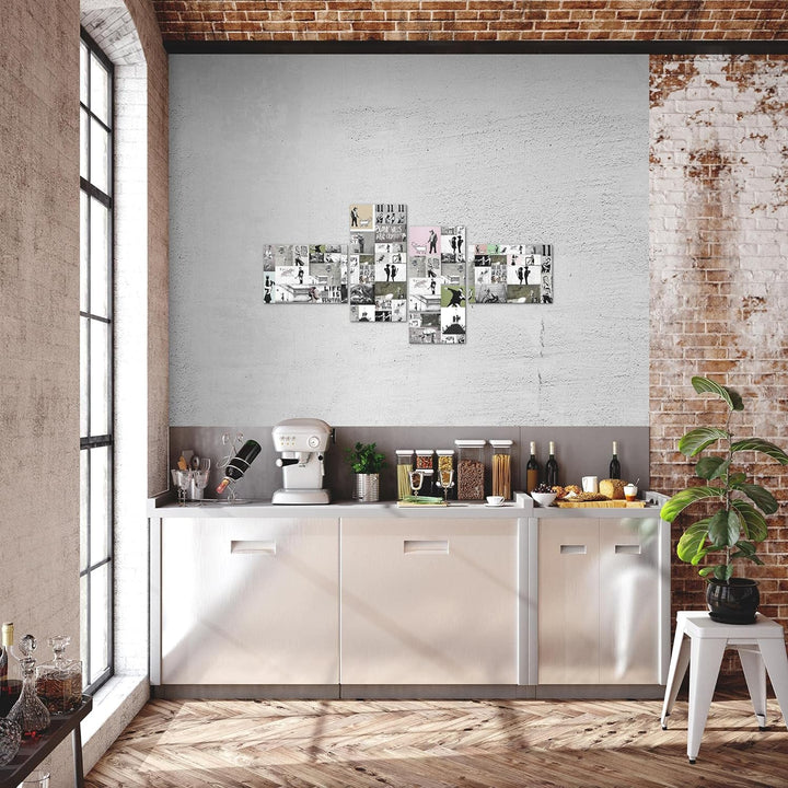 Runa Art Bild Modern Collage Banksy - Made in Germany - Wandbilder Street Art Grau 4 Teilig 302742b