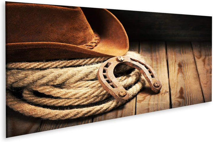 Bild Bilder auf Leinwand Cowboy Wandbild Poster Leinwandbild TMH 120x40cm - Panorama, 120x40cm - Pan