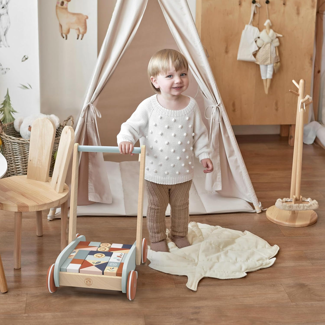 Speedy Monkey Lauflernwagen mit Bausteinen und Bremssystem für mehr Sicherheit 34,9x24,9x40cm bunt,