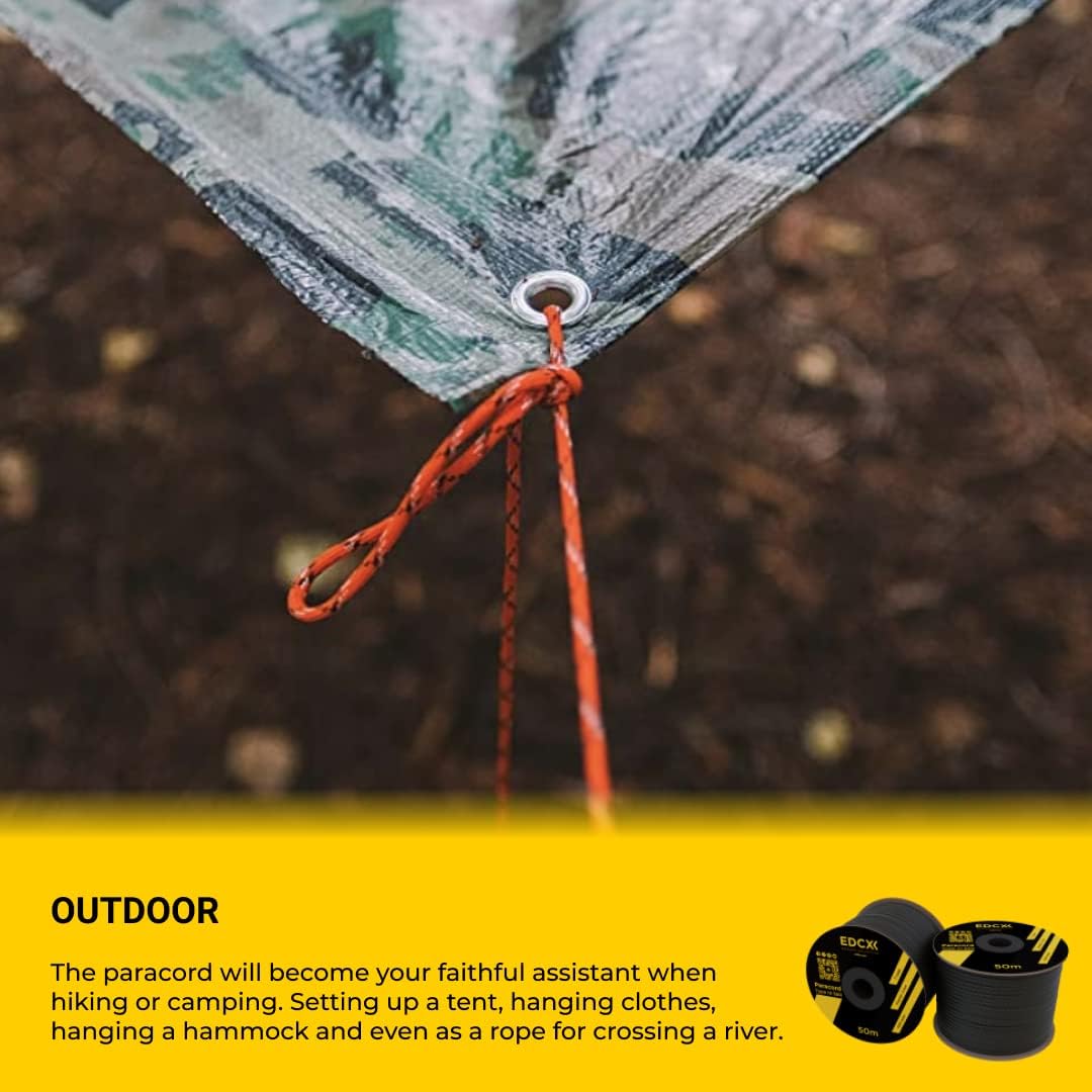 Paracord 4 mm, 20+ Militärfarben (15 m, 30 m, 50 m, 100 m, 300 m) | Ideal zum Basteln, Camping, Outd
