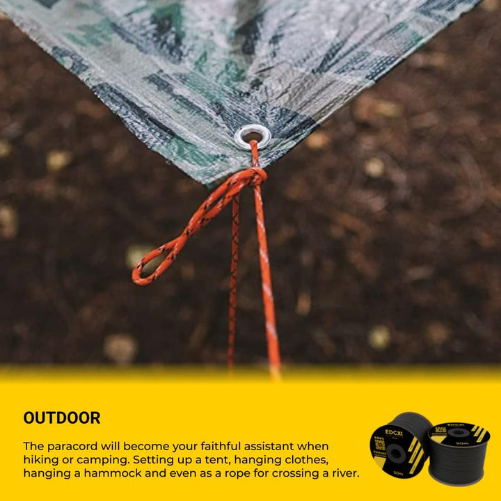 Paracord 4 mm, 20+ Militärfarben (15 m, 30 m, 50 m, 100 m, 300 m) | Ideal zum Basteln, Camping, Outd