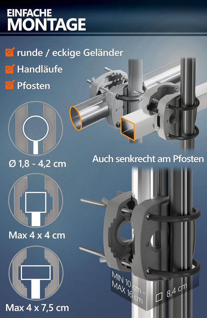 4smile Sonnenschirm Balkon SunnyJoy, 3-in-1 SET, Anthrazit - UPF 50+ Sonnenschirm Ø 180 cm + Sonnens