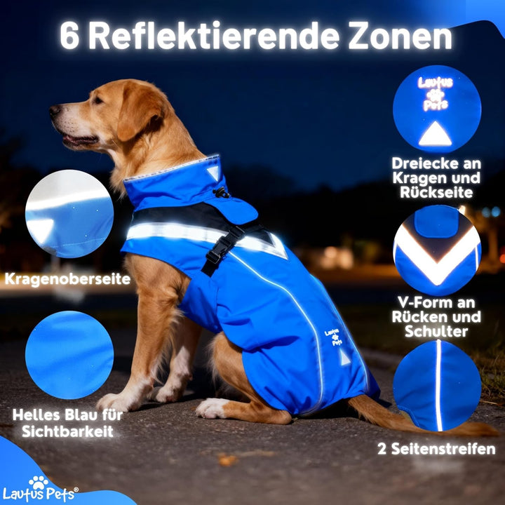 Wasserdichter Hunderegenmantel, reflektierenden Sicherheitsstreifen & Leinenöffnung – Leichte, Jacke