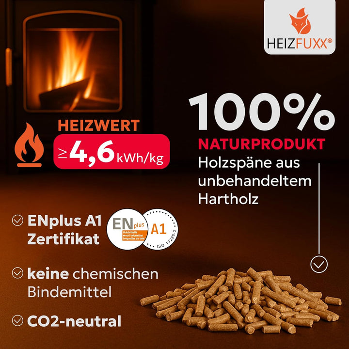 Holzpellets Red Sackware 15 kg - 6mm Hartholz Pellets mit hohem Heizwert & geringem Ascheanteil - Pr