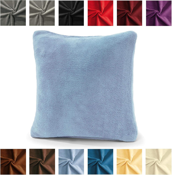 CelinaTex Xanio Dekokissen mit Innenkissen 80 x 80 cm hell blau Coral-Fleece Sofakissen Mikrofaser K