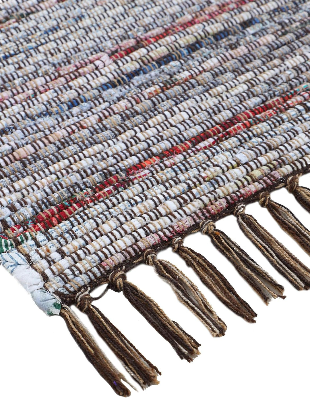 carpetfine Flachgewebeteppich Kelim Chindi Braun 60x110 cm | Moderner Teppich für Wohn- und Schlafzi
