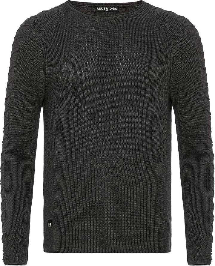 Red Bridge Herren Strickpullover Pullover Slim-Fit Cross Lines, Grau