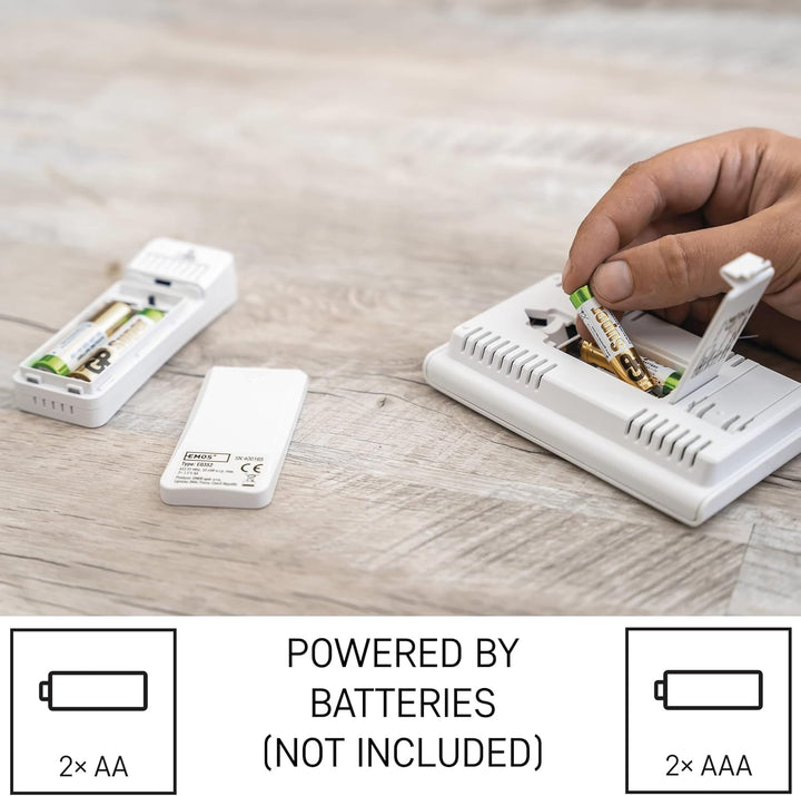 EMOS Mini Funk-Wetterstation mit Aussensensor, misst Innen- und Aussentemperatur, Feuchtigkeit, Wett