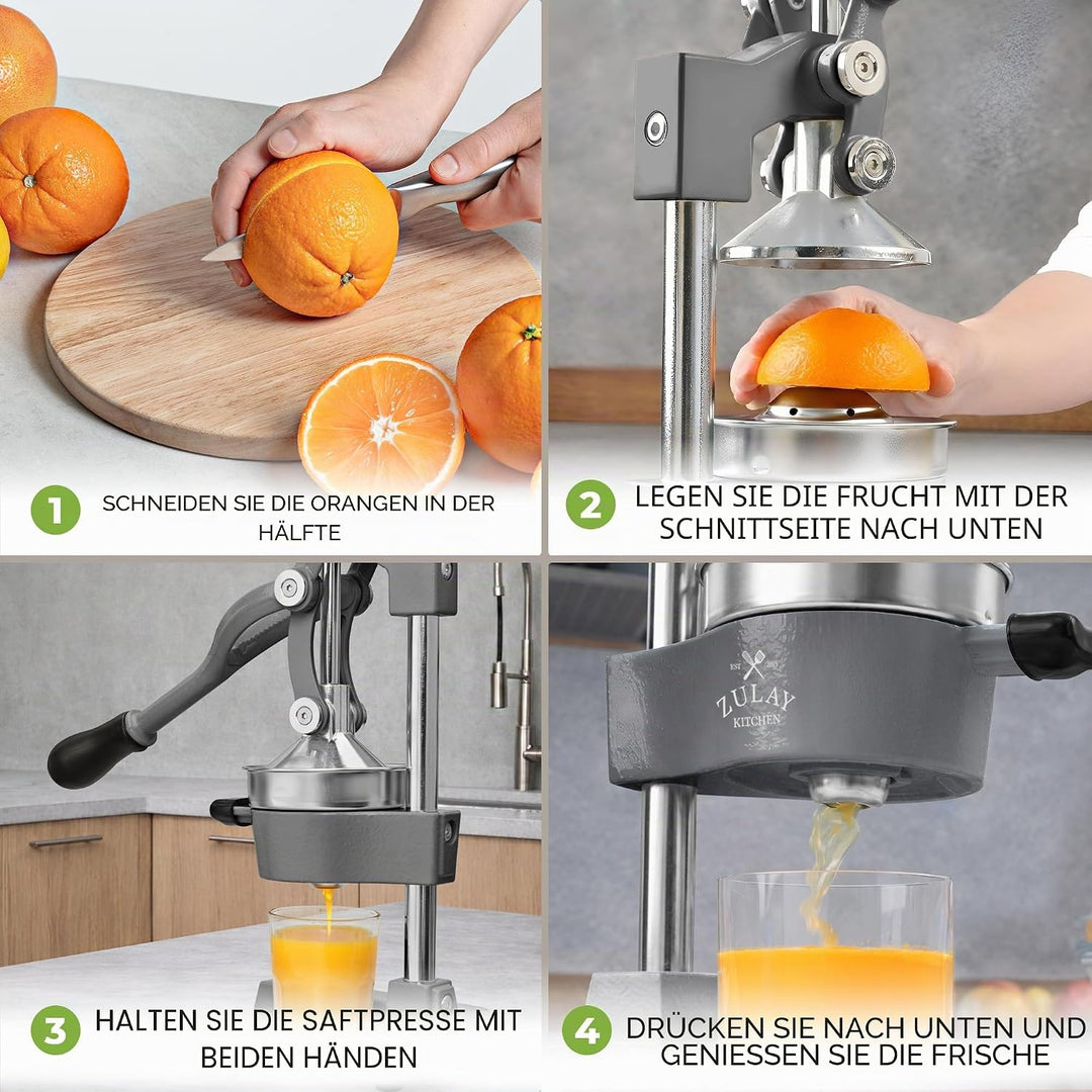 Zulay Kitchen Orangensaftpresse aus Gusseisen, robust, leicht zu reinigen, professionelle Zitruspres