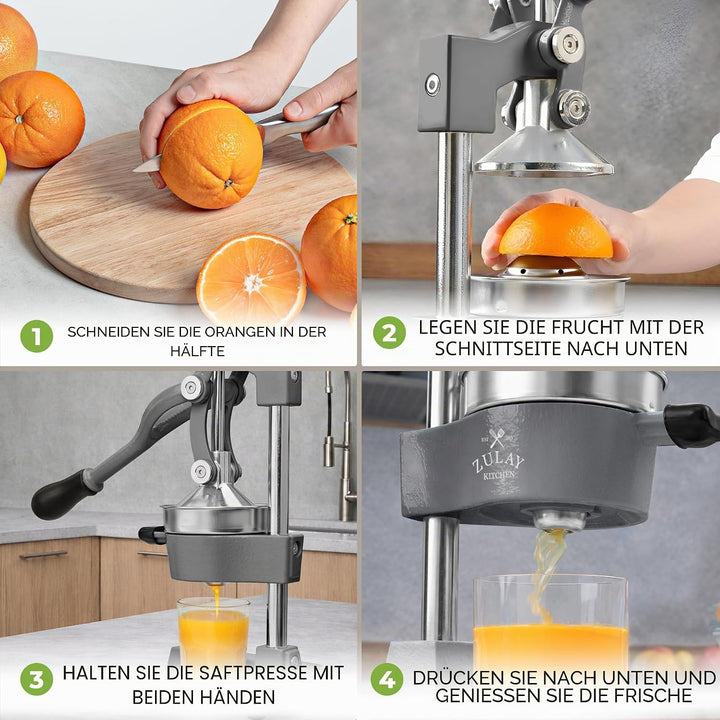 Zulay Kitchen Orangensaftpresse aus Gusseisen, robust, leicht zu reinigen, professionelle Zitruspres