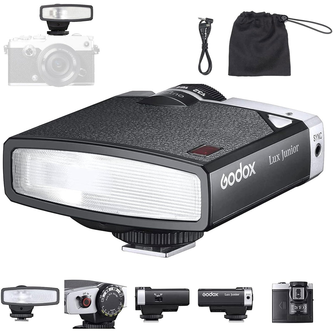 Godox Lux Junior Retro Kamerablitz,Speedlite GN12 6000 K ± 200 K CCT, automatische und manuelle Modi