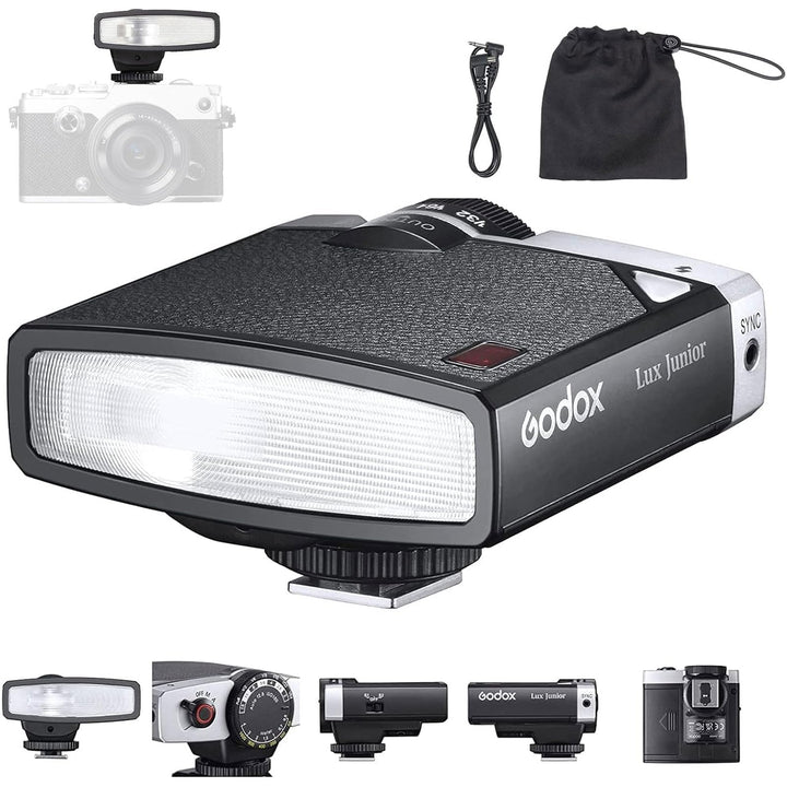 Godox Lux Junior Retro Kamerablitz,Speedlite GN12 6000 K ± 200 K CCT, automatische und manuelle Modi