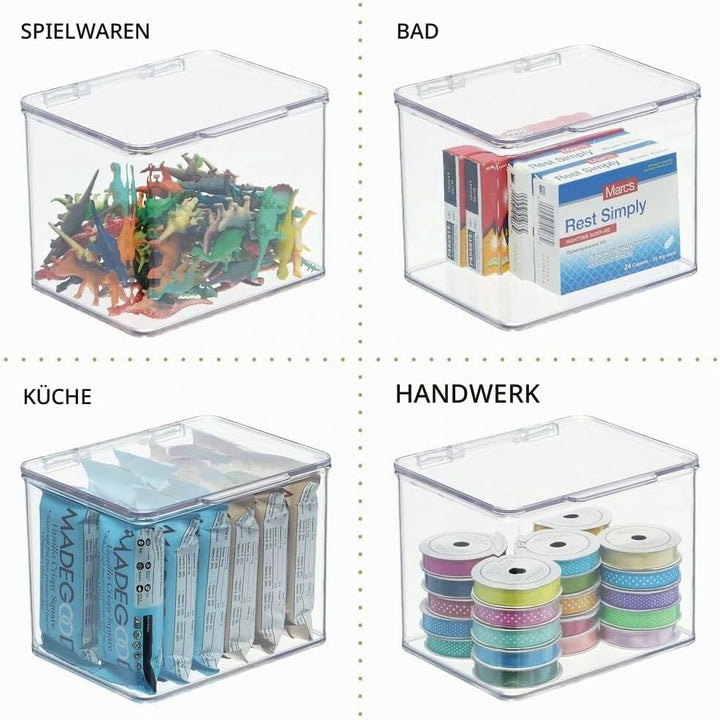 mDesign Aufbewahrungsbox für den Schreibtisch – stapelbare Box aus Kunststoff mit Deckel – kleiner B