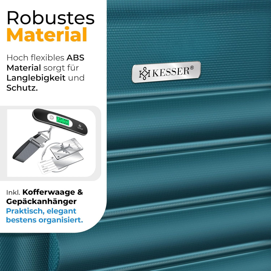 KESSER® Reisekoffer 84L Mittlerer Hartschalen Koffer Inkl. Kofferwaage + Gepäckanhänger | Trolley Ge