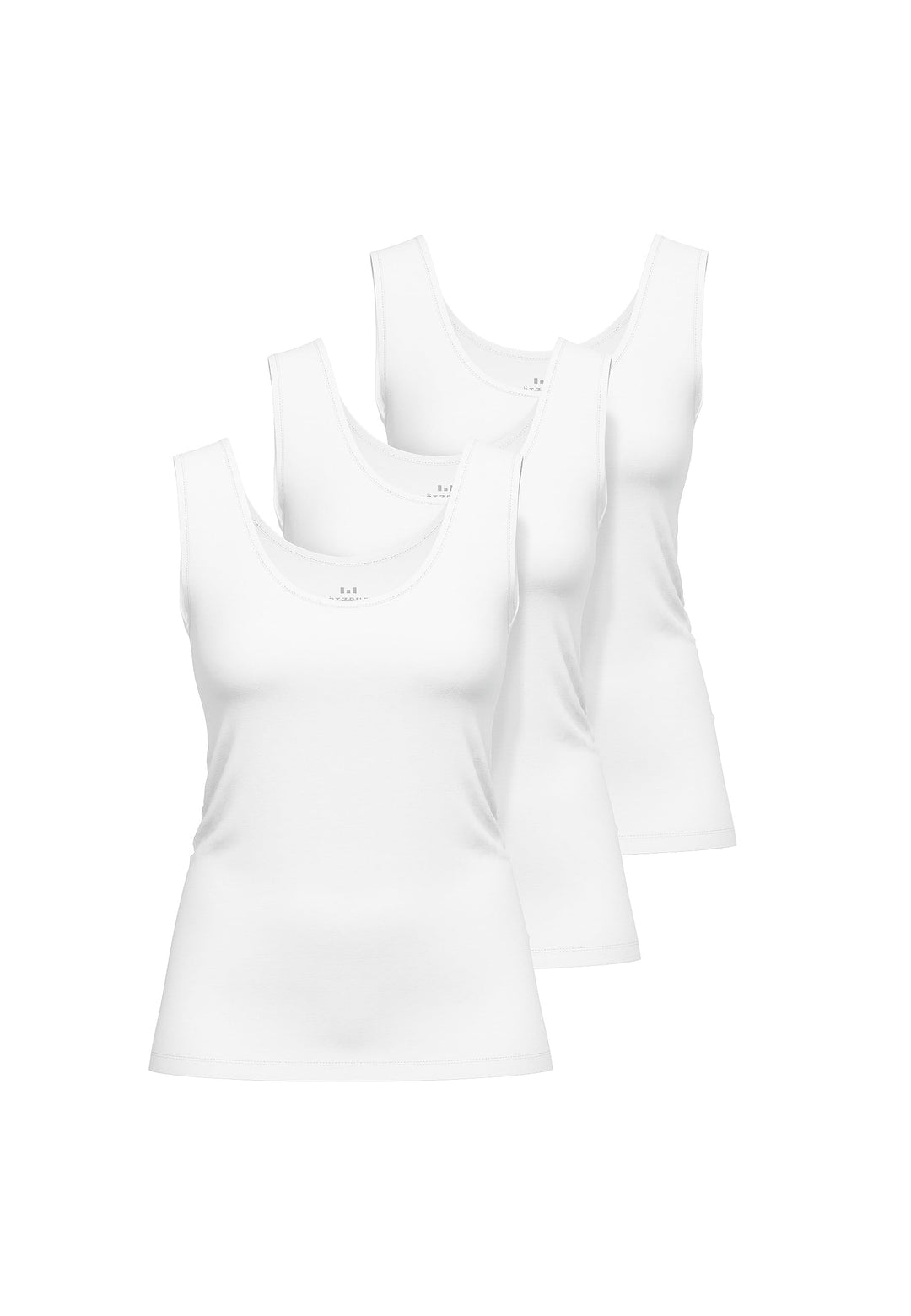 Götzburg Damen 3er Pack Basic Baumwoll-Top, Unterhemd, Achselhemd mit Breiten Trägern & Rundhalsauss