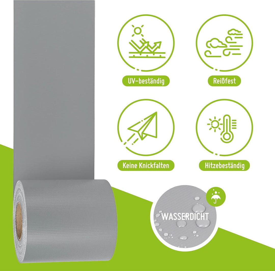 TerraUno - Premium Sichtschutzstreifen für Doppelstabmattenzaun - Gartenzaun I 50mx19cm inkl. 30 Cli