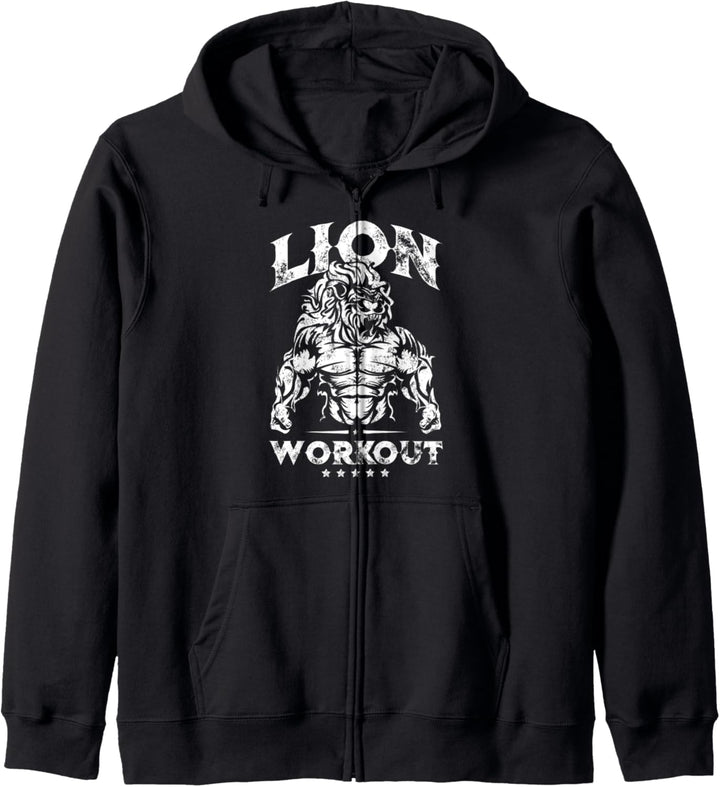 Löwe Workout Beast Gym Fitness Motivation Power Muskeln Kapuzenjacke