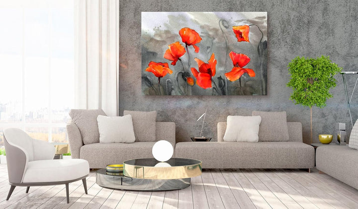 murando - Bilder Mohnblumen 90x60 cm Vlies Leinwandbild 1 tlg Kunstdruck modern Wandbilder XXL Wandd