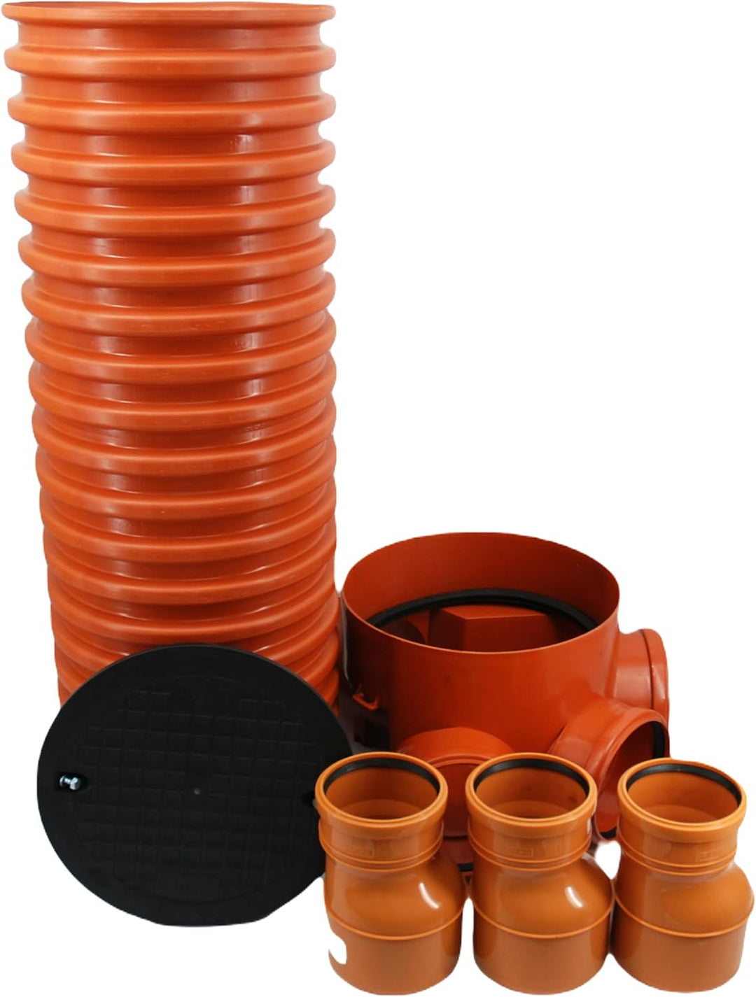 Megaastore Schacht Kontrollschacht Revisionsschacht DN 315/160 Rohr 100cm Schachtdeckel voll, Wasser