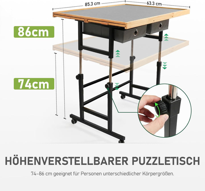 1500 Teile verstellbare Jigsaw-Puzzleplatte für Erwachsene, 90 x 67 cm, Multifunktionale Puzzleplatt