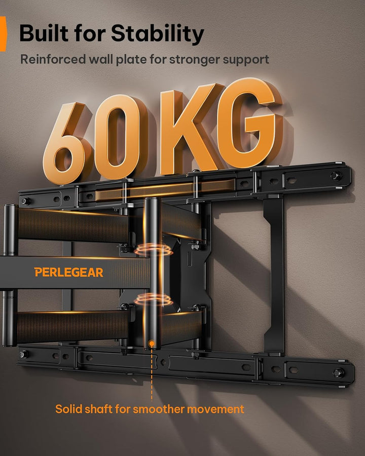 Perlegear ultradünne TV Wandhalterung, 27,9mm ultradünnes Profil für 42"-90" TV, voll-bewegliche TV