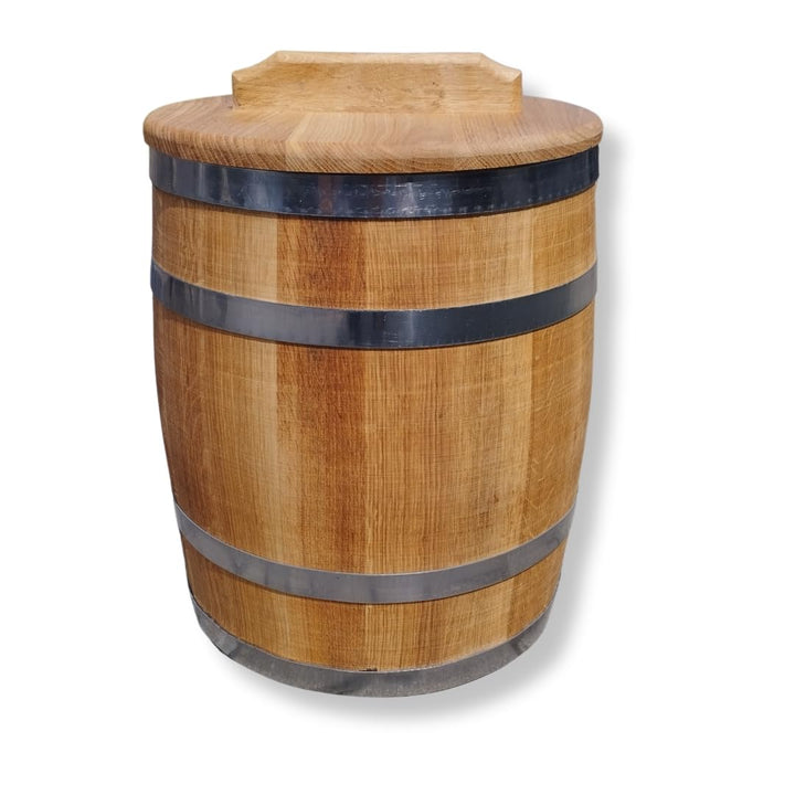 Sauerkrautfass 10L aus Eichenholz – Handgemachtes Gärfass mit Deckel & Gewicht – Holzfass zum Einleg