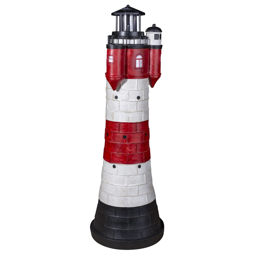 colourliving Leuchtturm Roter Sand mit LED Blinklicht Leuchtturm Solar für Draussen Maritime Dekorat