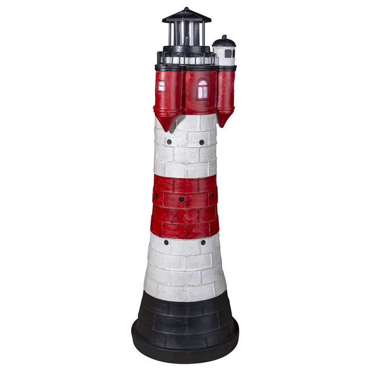 colourliving Leuchtturm Roter Sand mit LED Blinklicht Leuchtturm Solar für Draussen Maritime Dekorat