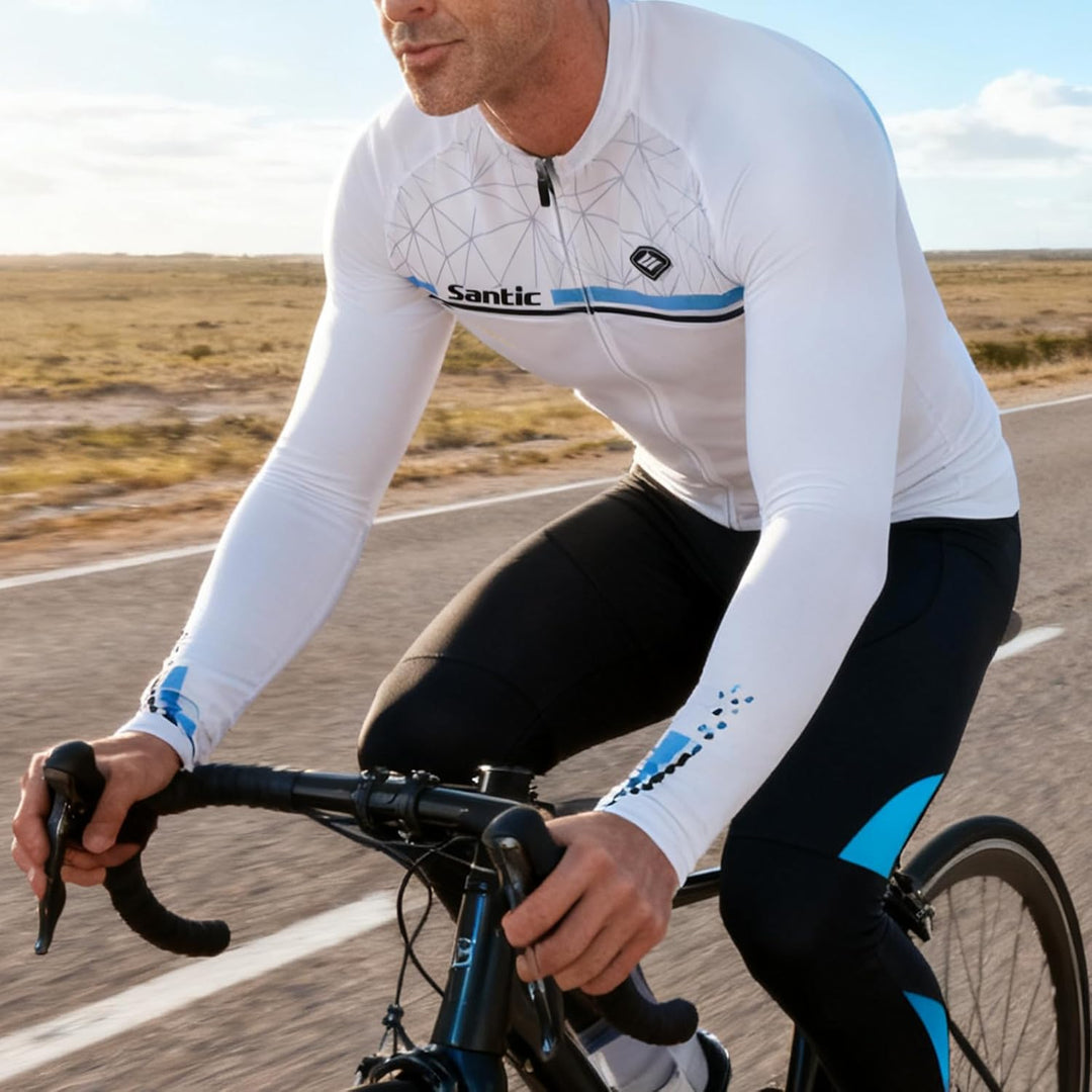Radtrikot Herren Langarm Atmungsaktiv Universal, 3XL Weiß