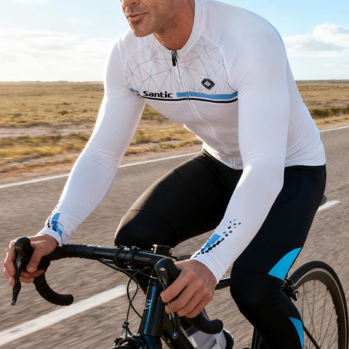 Radtrikot Herren Langarm Atmungsaktiv Universal, 3XL Weiß