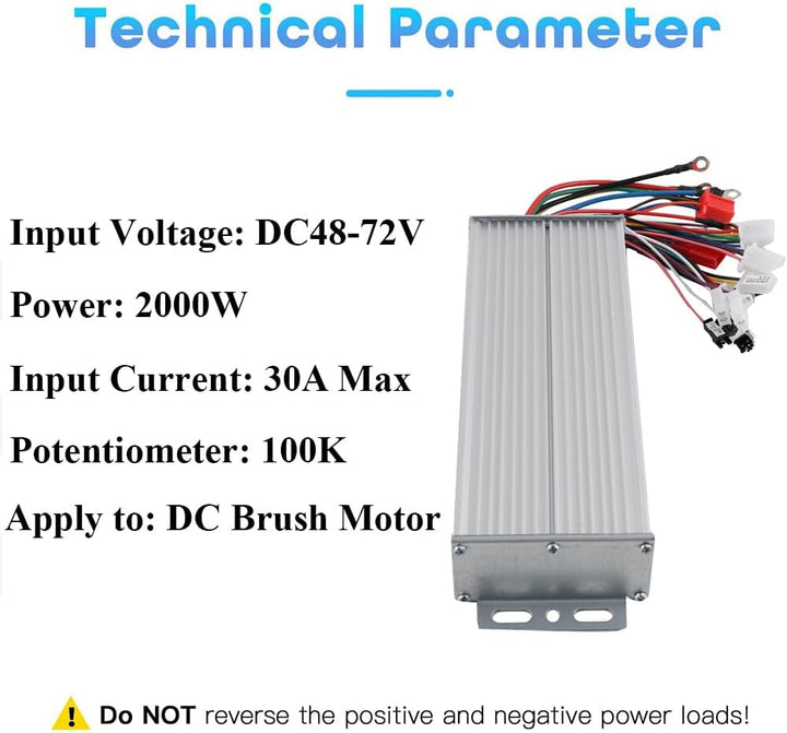 TABODD 48V-72V E-Bike Controller 2000W, Brushless-Drehzahlregler Tragbarer Motorregler für Elektrisc