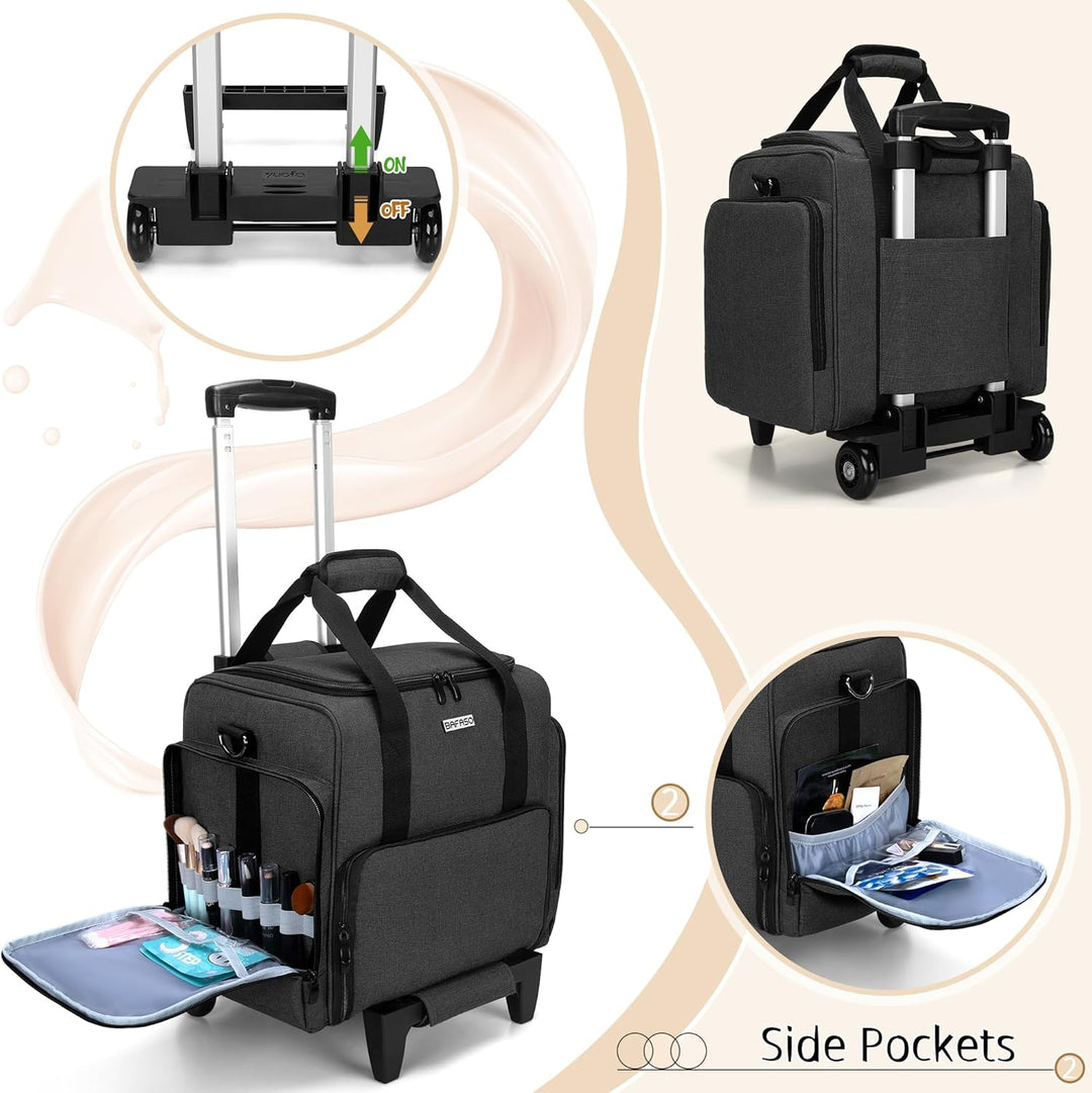 BAFASO Kosmetikkoffer Trolley, Make up Koffer Gross, Schminkkoffer Damen mit Rollen, Abnehmbar Kosme
