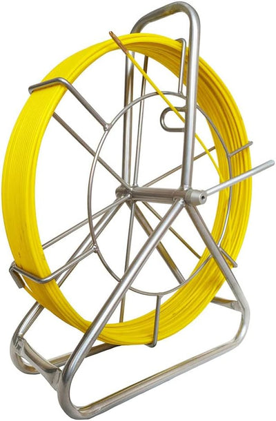 IRSCorp Fiberglas Kabel Rad 100 m Ø 4.5 mm Glasfaserstab inkl. Stahlhaspel Fischband 304 Edelstahl F