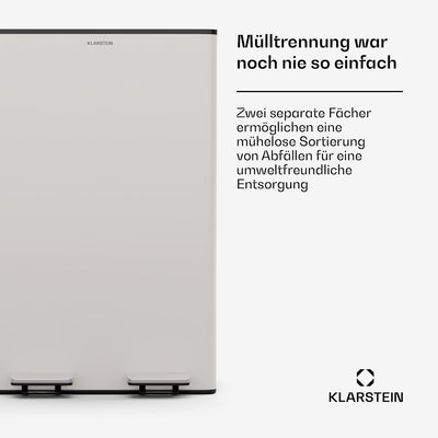 Klarstein moderner 60 L Küchen-Mülleimer (2x30 L) mit effizienter Abfallsortierung, 3 L herausnehmba