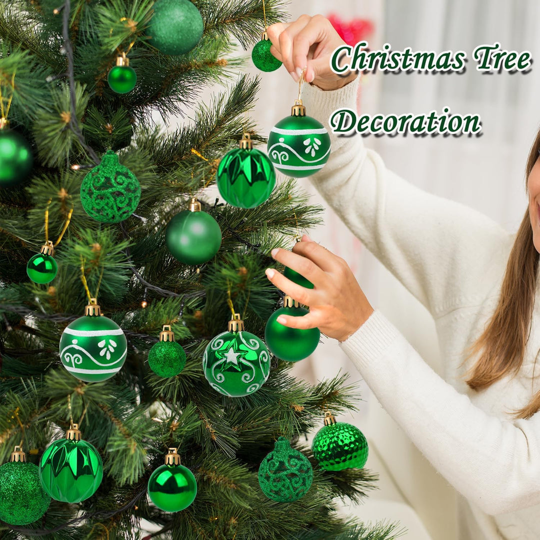 Ywlake Weihnachtskugel Ornamente Set für Weihnachtsbaum, 100-pcs Weihnachtsbaum Dekorationen Set Bru