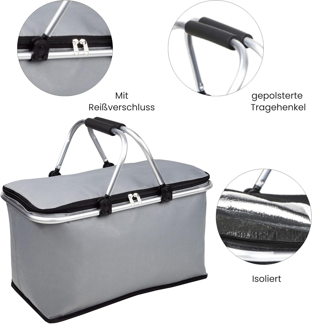 Einkaufskorb Kühlkorb 25 L Faltbarer Thermokorb Picknickkorb Korb Einkaufskörbchen Körbchen klappbar