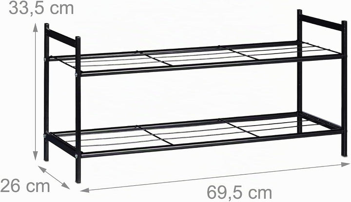 Relaxdays Schuhregal SANDRA, 2 Ebenen, für 6 Paar Schuhe, Metall, Schuhablage, HBT: ca. 33,5 x 69,5