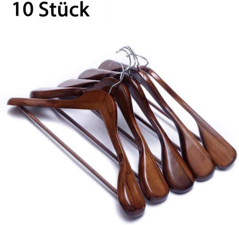 Kleiderbügel aus Holz 10 Stück, Holz Kleiderbügel für Anzug und Jacken, extra breiter Schulter mit H
