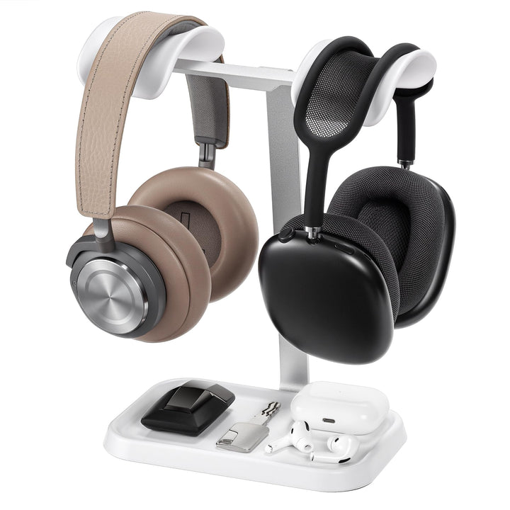 Doppel Kopfhörer Ständer, Stabiler Doppel Headset Halterung mit Ablagefach, Schwere Basis Gaming Kop