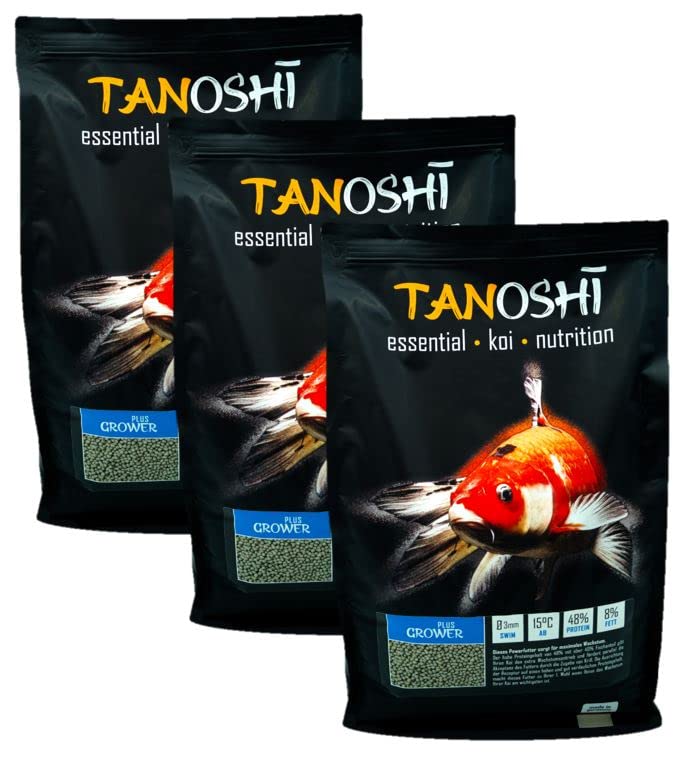 Tanoshi Koifutter - Grower Plus 15 kg 3mm | Schwimmendes Allein-Koifutter für maximales Koi-Wachstum