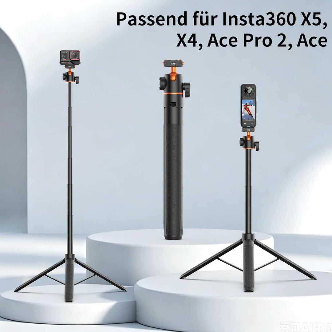 VRIG 140cm Selfie Stick Stativ für Insta 360 Ace Pro 2/ X5/ X4 Air, AC-104 | Magnetischer Schnellwec