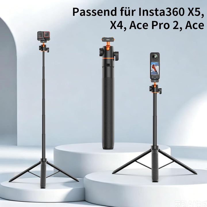 VRIG 140cm Selfie Stick Stativ für Insta 360 Ace Pro 2/ X5/ X4 Air, AC-104 | Magnetischer Schnellwec
